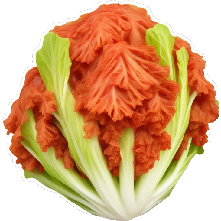 A napa cabbage marinated in a bright red pepper paste emoji