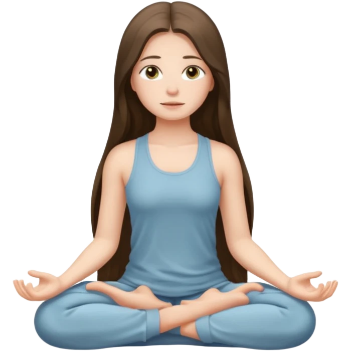 pretty white brunette teen long hair with hazel eyes meditating emoji