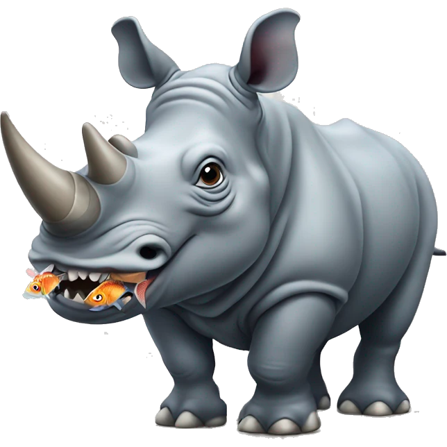 rhinoceros with fish in its mouth emoji