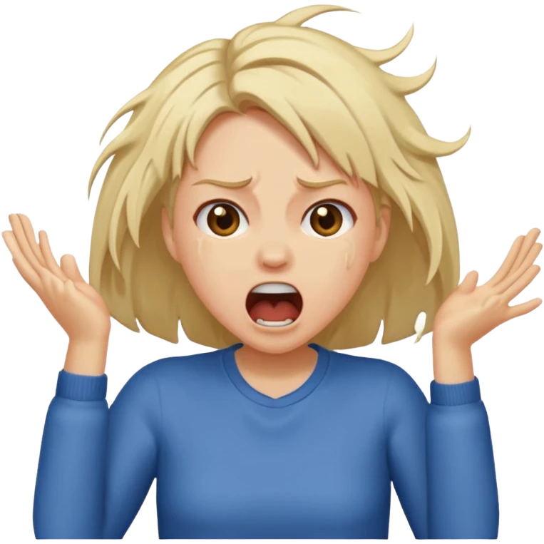 Girl ripping hair out yelling emoji