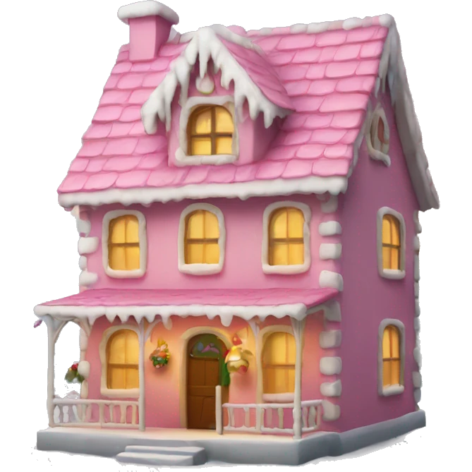 Casa de navidad rosa de jengibre  emoji