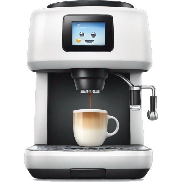 Coffee machine with mug and milk emoji