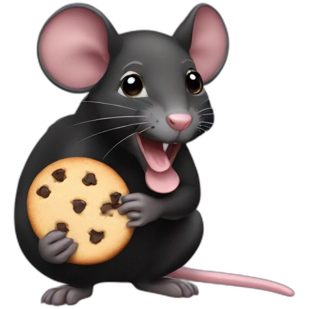 balck rat happy eats cookie emoji