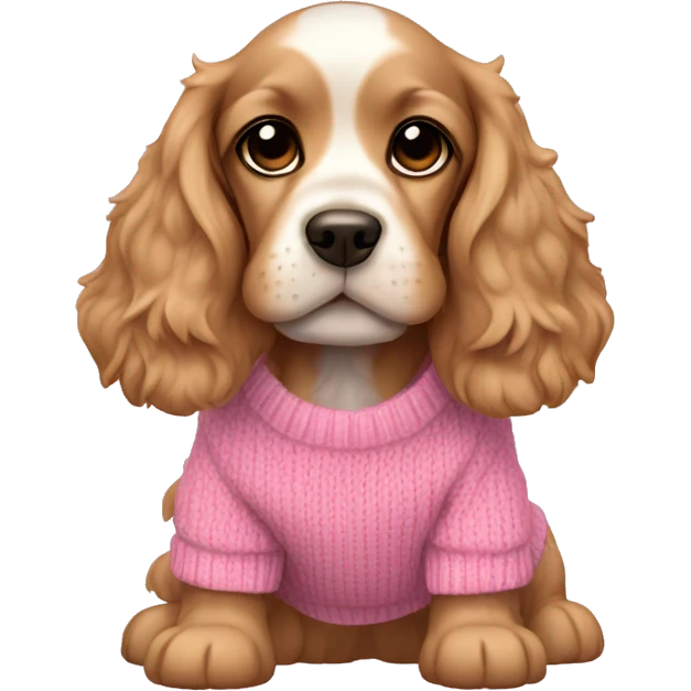 Cocker spaniel puppy wearing pink sweater emoji