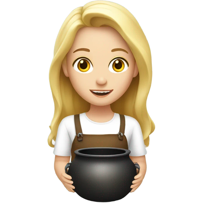 Blonde girl holding caldron emoji