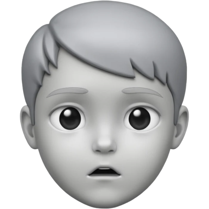 gray metal painted child bust face included emoji