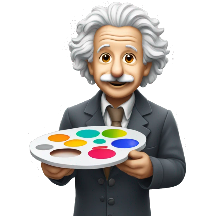 albert einstein happy holding a paint palette emoji
