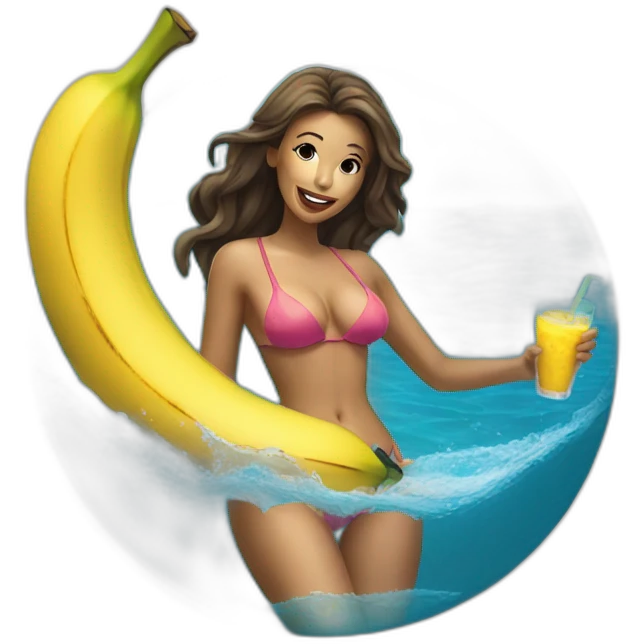 sexy woman eating banana swimming suit emoji