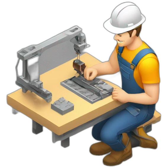 isometric freelance fabricator working making product emoji