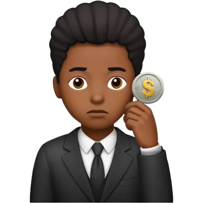 ambitious thinking about moneyemoji, black person emoji