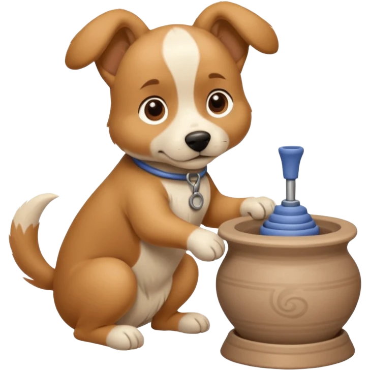 A dog behind Pottery wheel emoji