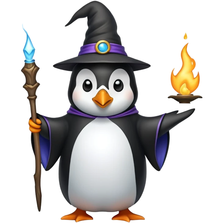 penguin wizard casting a spell emoji