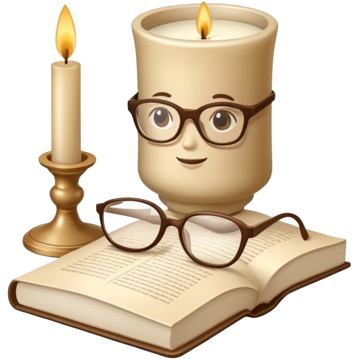 beige aesthetic objects like vase, book, pillow, glasses, and candle emoji