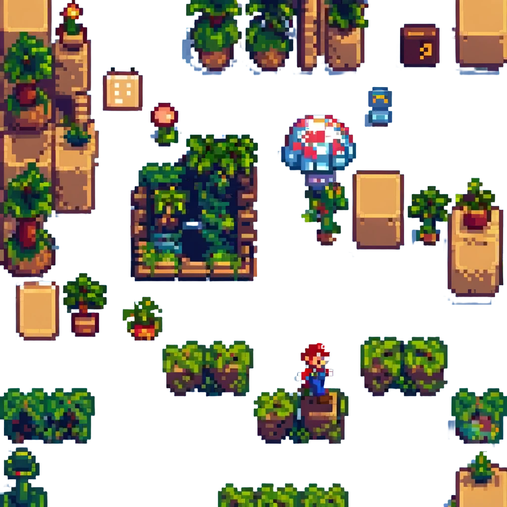 Tilesets, Overworld, Super Mario, 2D plataform, videogame, retro, chiptune. emoji