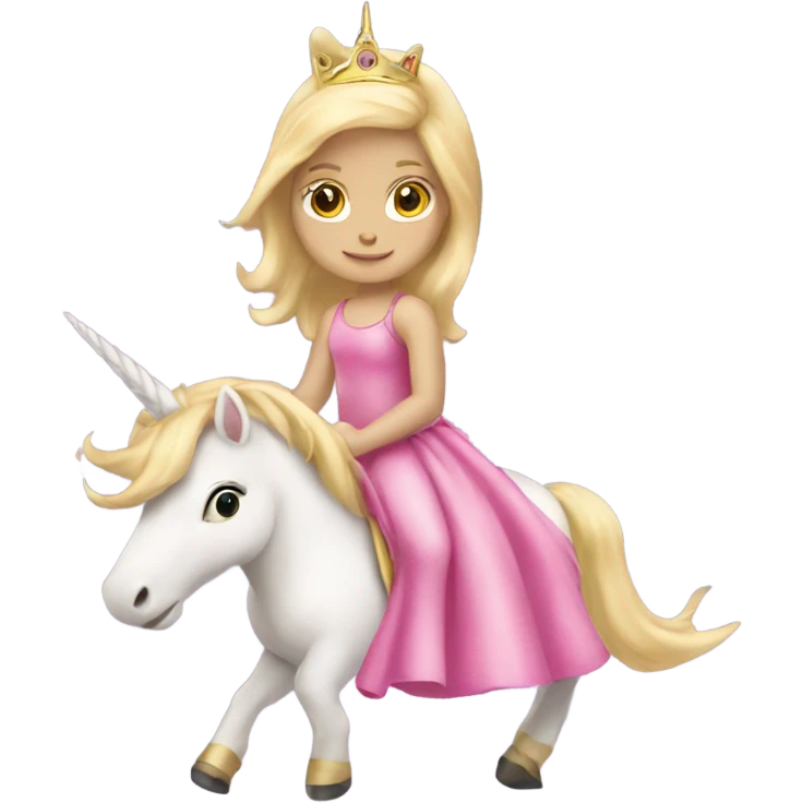 Blonde little girl in a princess dress riding a pink unicorn  emoji