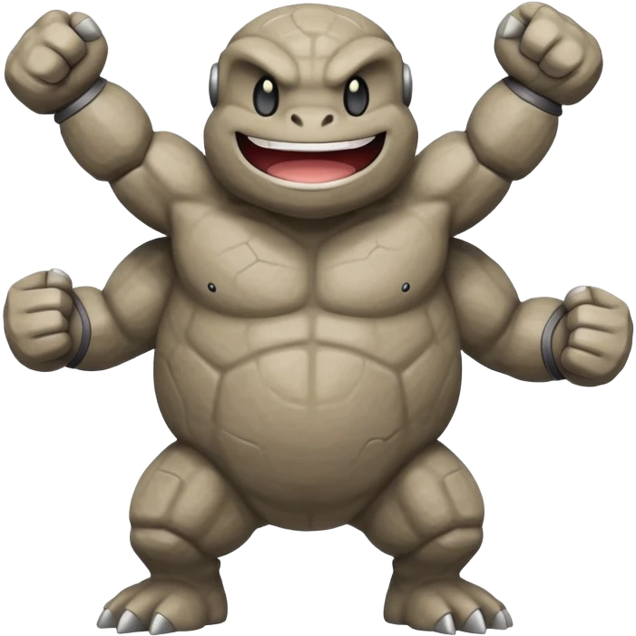 Geodude Pokémon, round rocky body with arms, smiling emoji