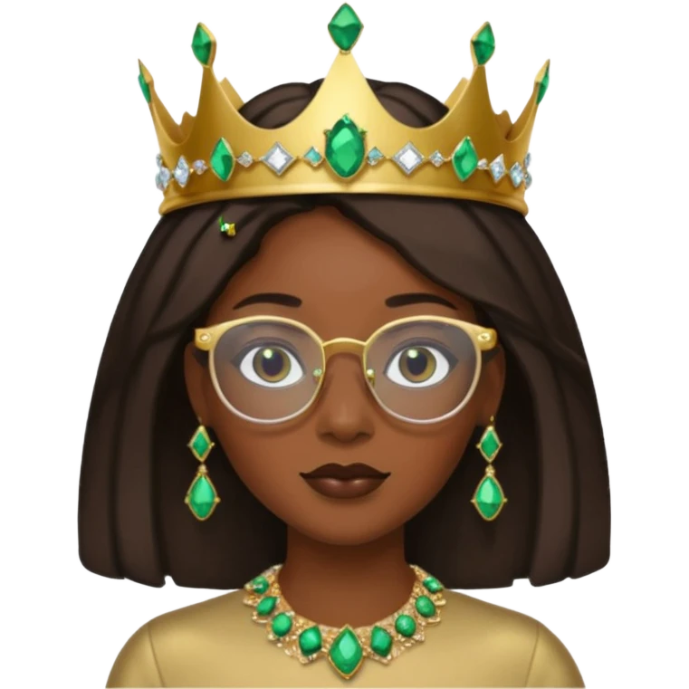 black queen with glassess and crown emoji