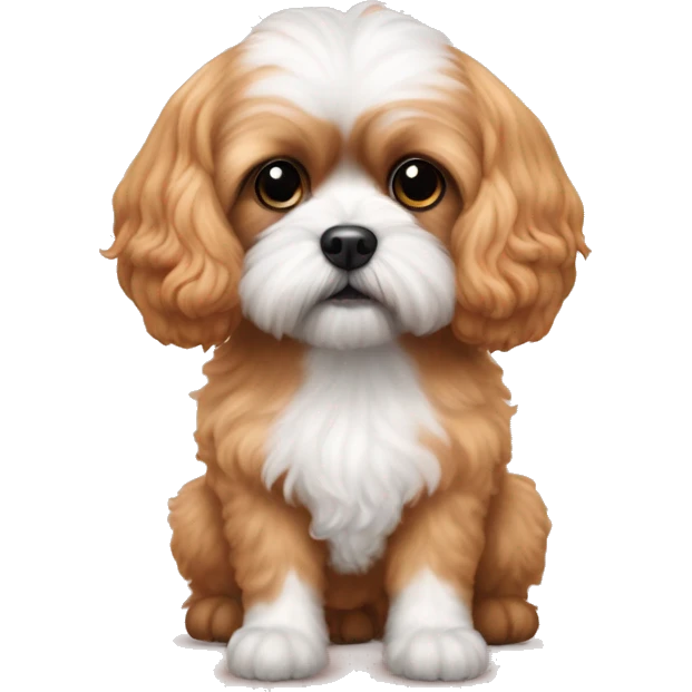 Peach large cavapoo next to a shitzu black ears  emoji