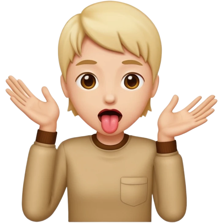 Tounge out with hands to the side emoji