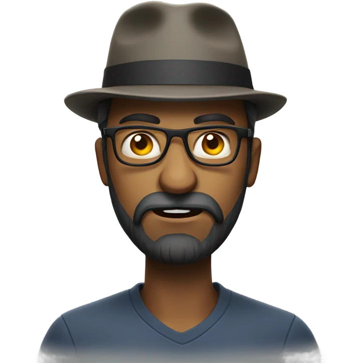 Guy, beard, wearing a hat, glasses, being angry emoji