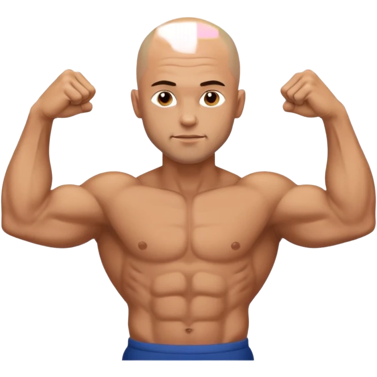 gym daddy with no hair 35 years old flexing muscle emoji