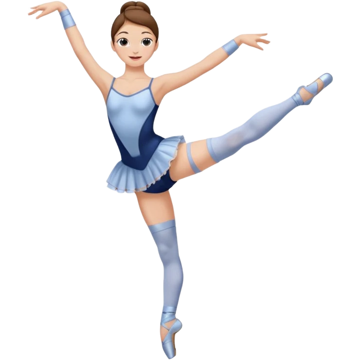 Ballet dancer in over the knee socks, leotard and long brown hair emoji