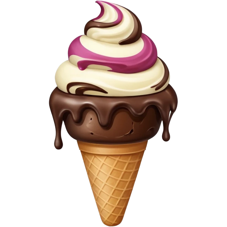 melted white and dark chocolate ice cream emoji