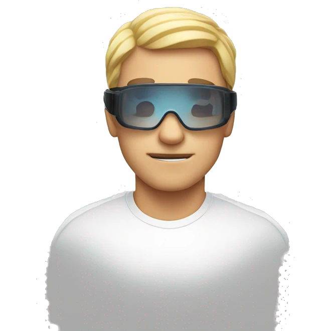 Guy wearing an LED light therapy mask emoji