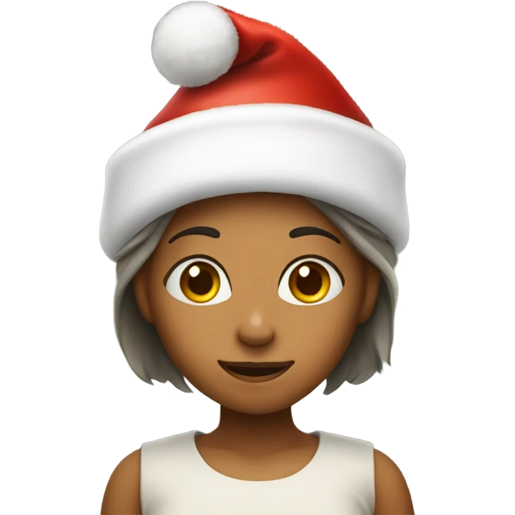 girl that woke up in bed, and has a Christmas hat on emoji