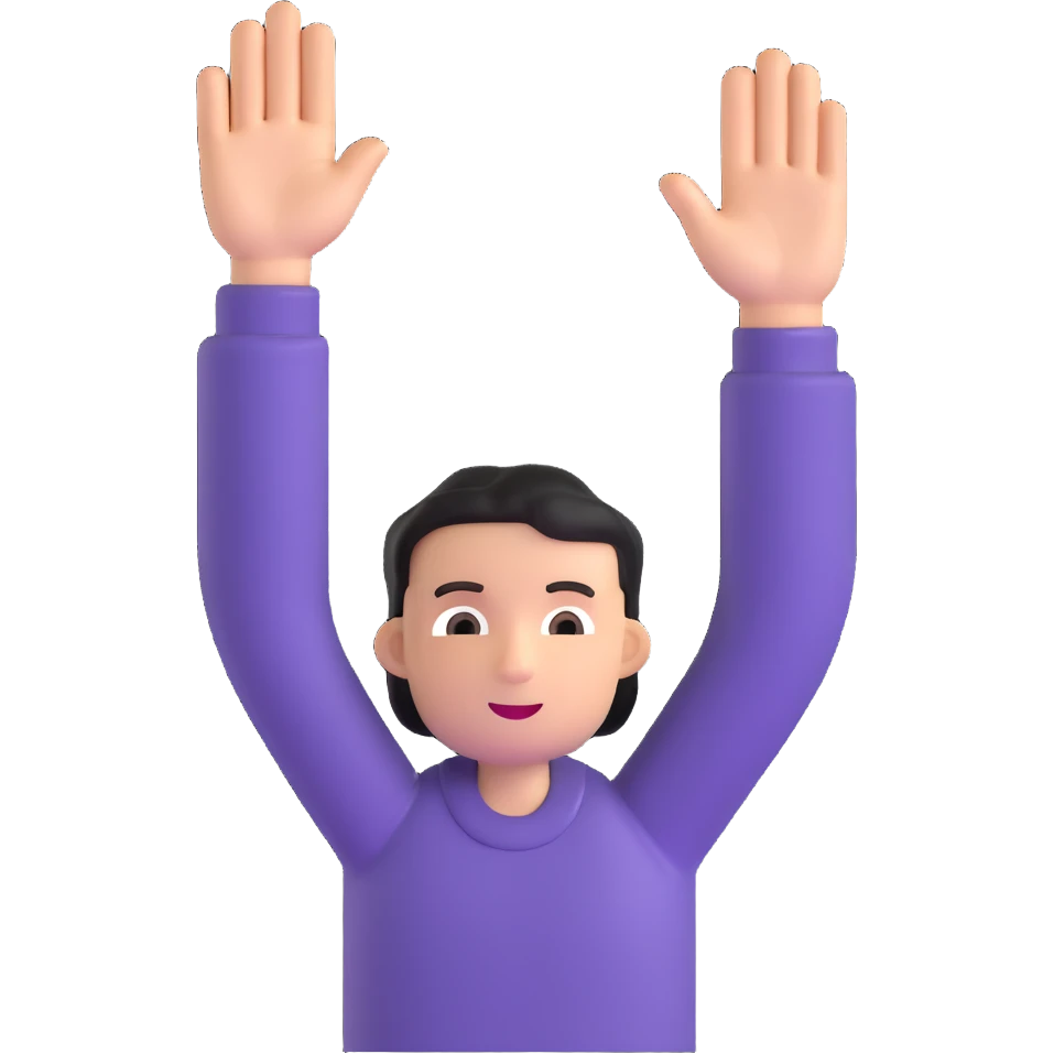 person raising hands in celebration reaching goal emoji