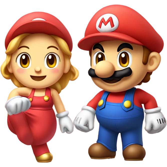 Mini cute Mario with she mario emoji