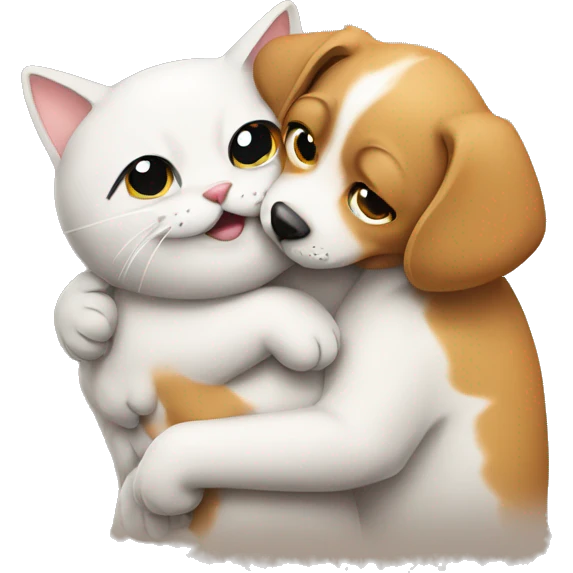 Cat with a dog hugging  emoji