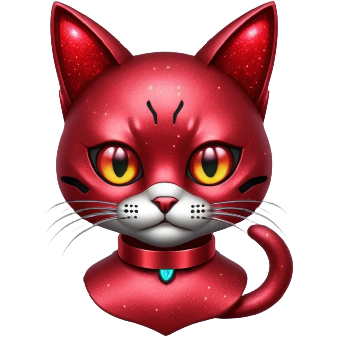 red glitter cyberpunk cat emoji