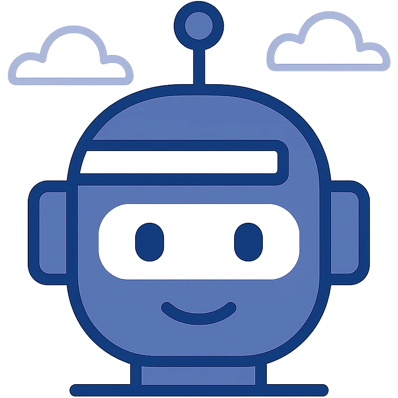 modern logo of a robot head symbolizing AI, clean lines and futuristic look emoji