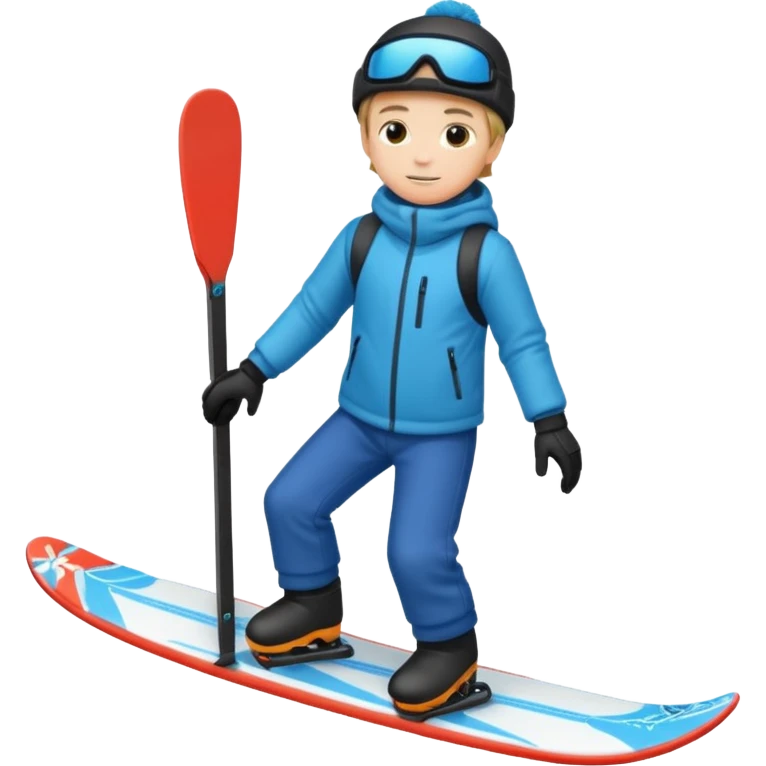 winter clothes boy with skiboard  emoji