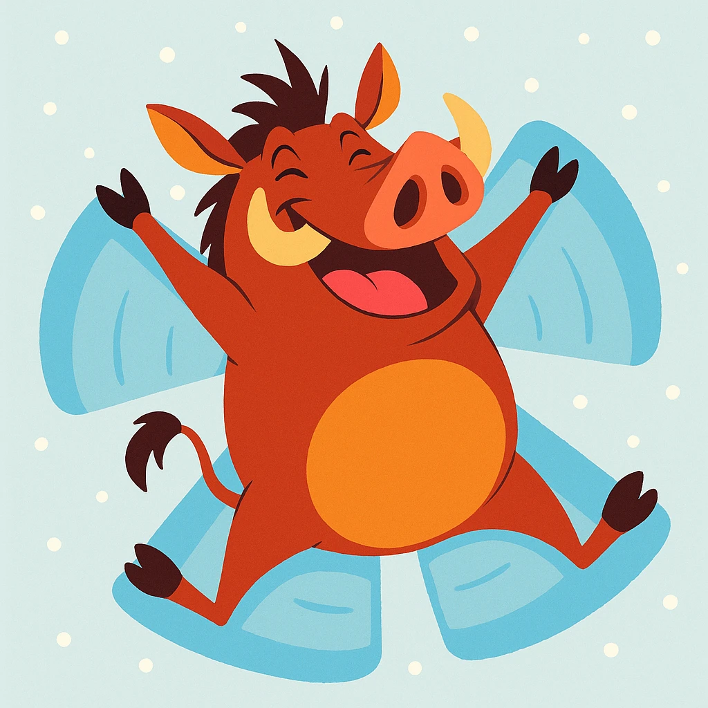pumbaa snow angels emoji