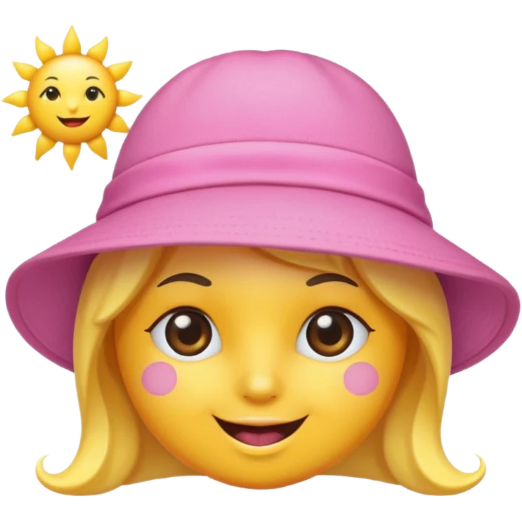 sun wearing a pink hat emoji