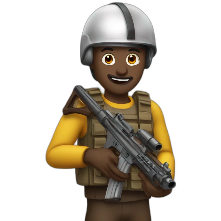 Chocorrol brown with gun and helmet very happy emoji