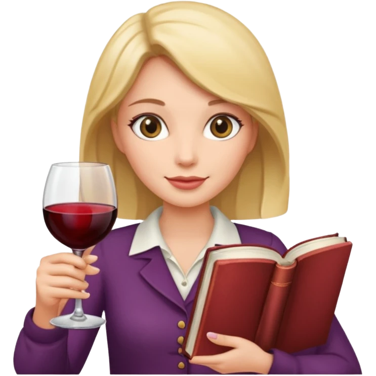 Female hands holding wine glass and a book emoji