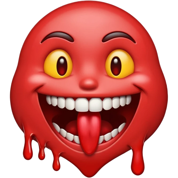 An emoji smiling open mouth with blood on mouth leaking out  emoji