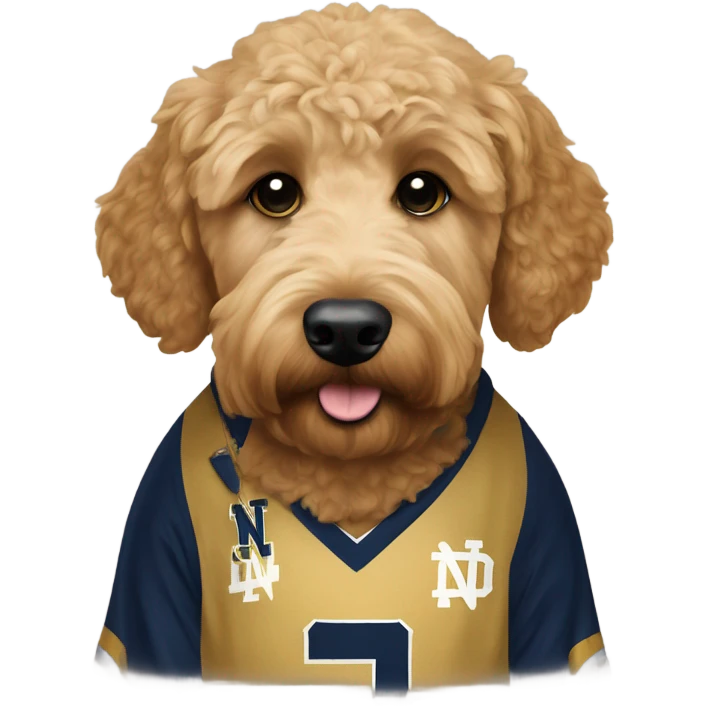 goldendoodle with notre dame jersey emoji