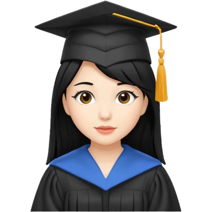 women, black hair, graduation robe and hat white skin emoji