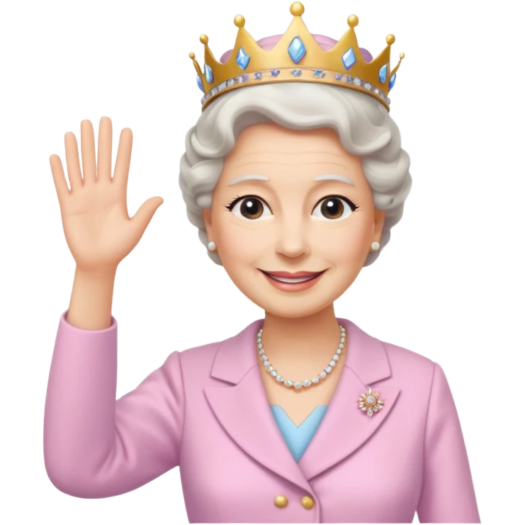 Queen Elizabeth waves in pastel clothes emoji