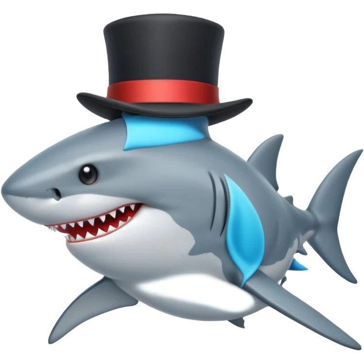 Shark with a top hat emoji