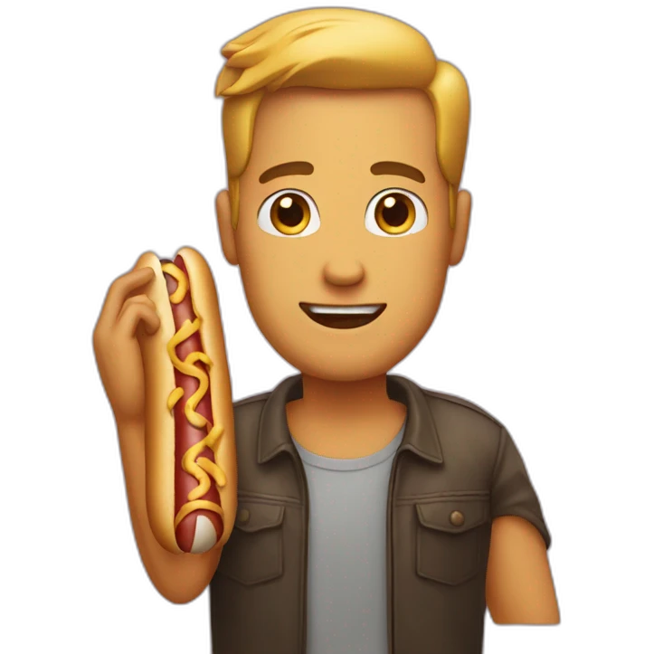 Man with hot dog hands emoji