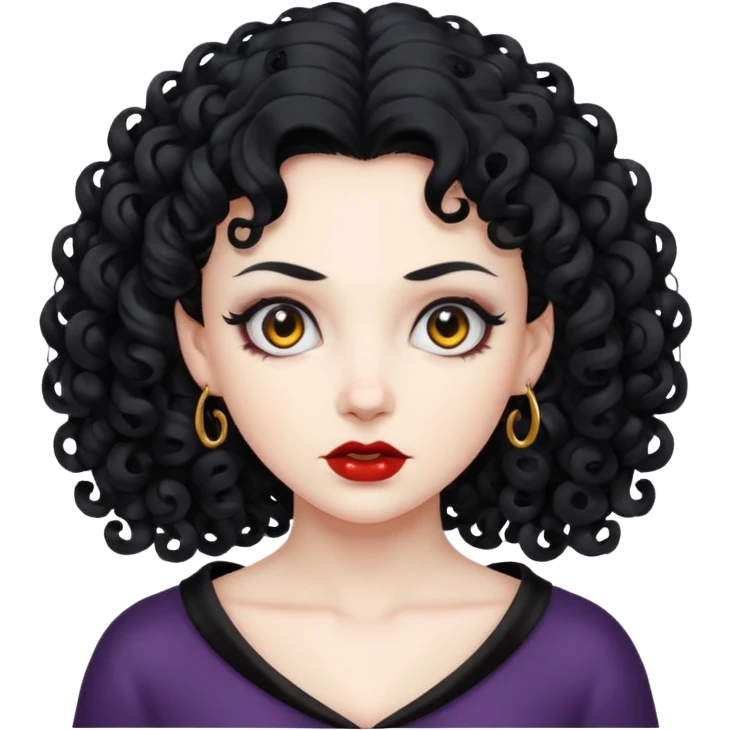 evil lady with black curly hair emoji