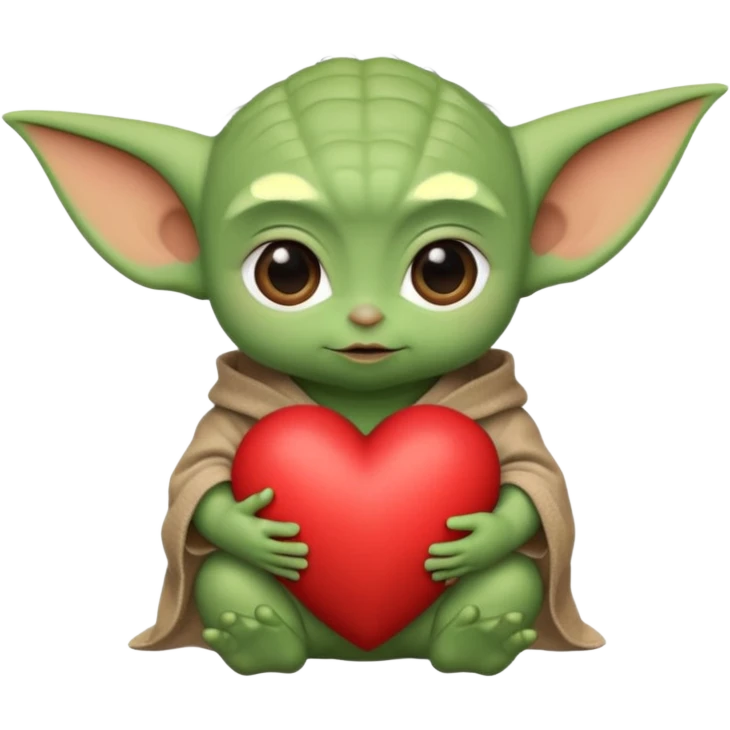 Baby yoda with heart emoji