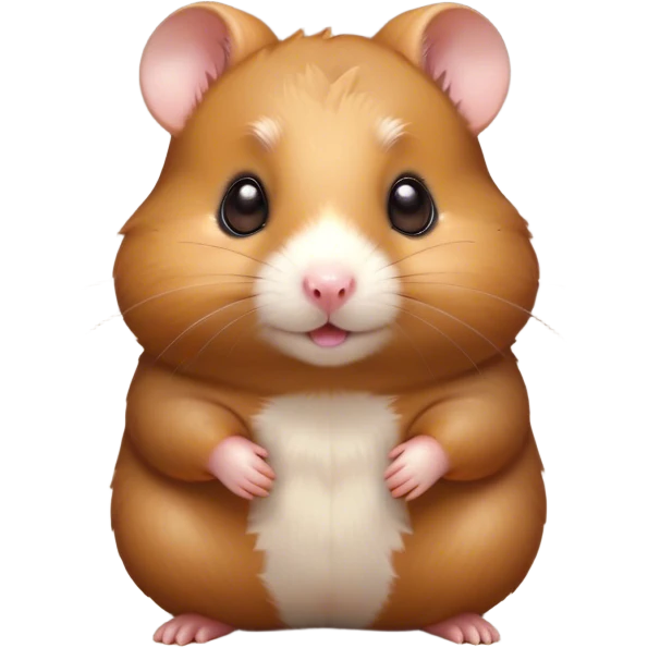 Cinematic Cute Brown Hamster Portrait Emoji, Head tilted playfully and inquisitively, featuring a glossy, rich brown coat with a delicate sheen, round, sparkling dark eyes filled with curiosity, Simplified yet irresistibly adorable features, highly detailed, glowing with a warm, friendly glow, high shine, affectionate and lively, stylized with a touch of whimsy, bright and endearing, soft glowing outline, capturing the essence of a mischievous yet loving hamster, so playful it feels like it could dash out of the screen and into your arms! emoji