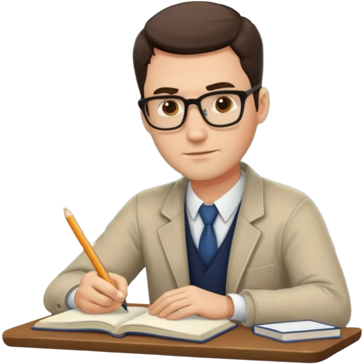 A handsome man in his 40s studying hard emoji