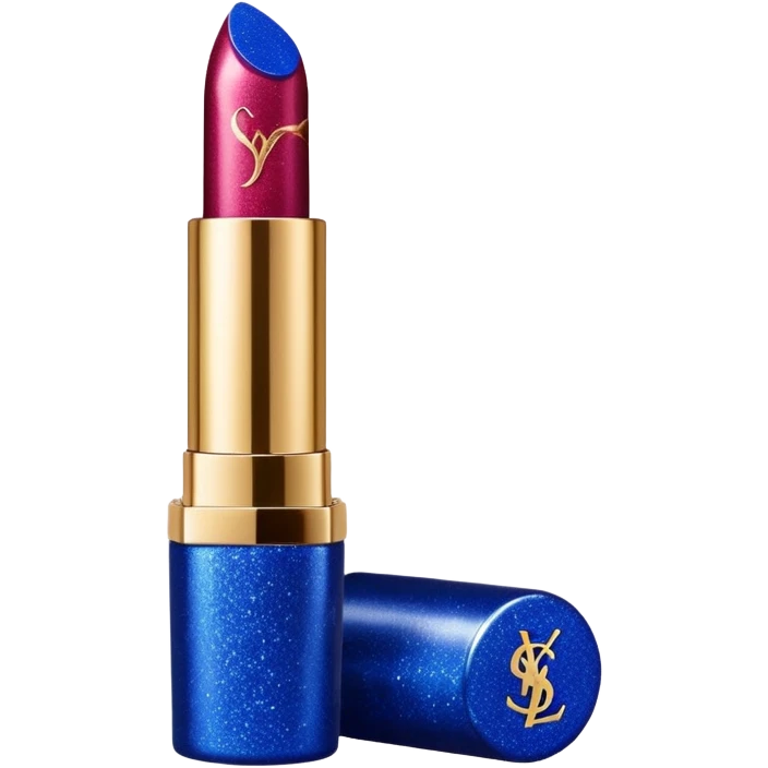 Rose design glittery blue ysl lipstick tube emoji